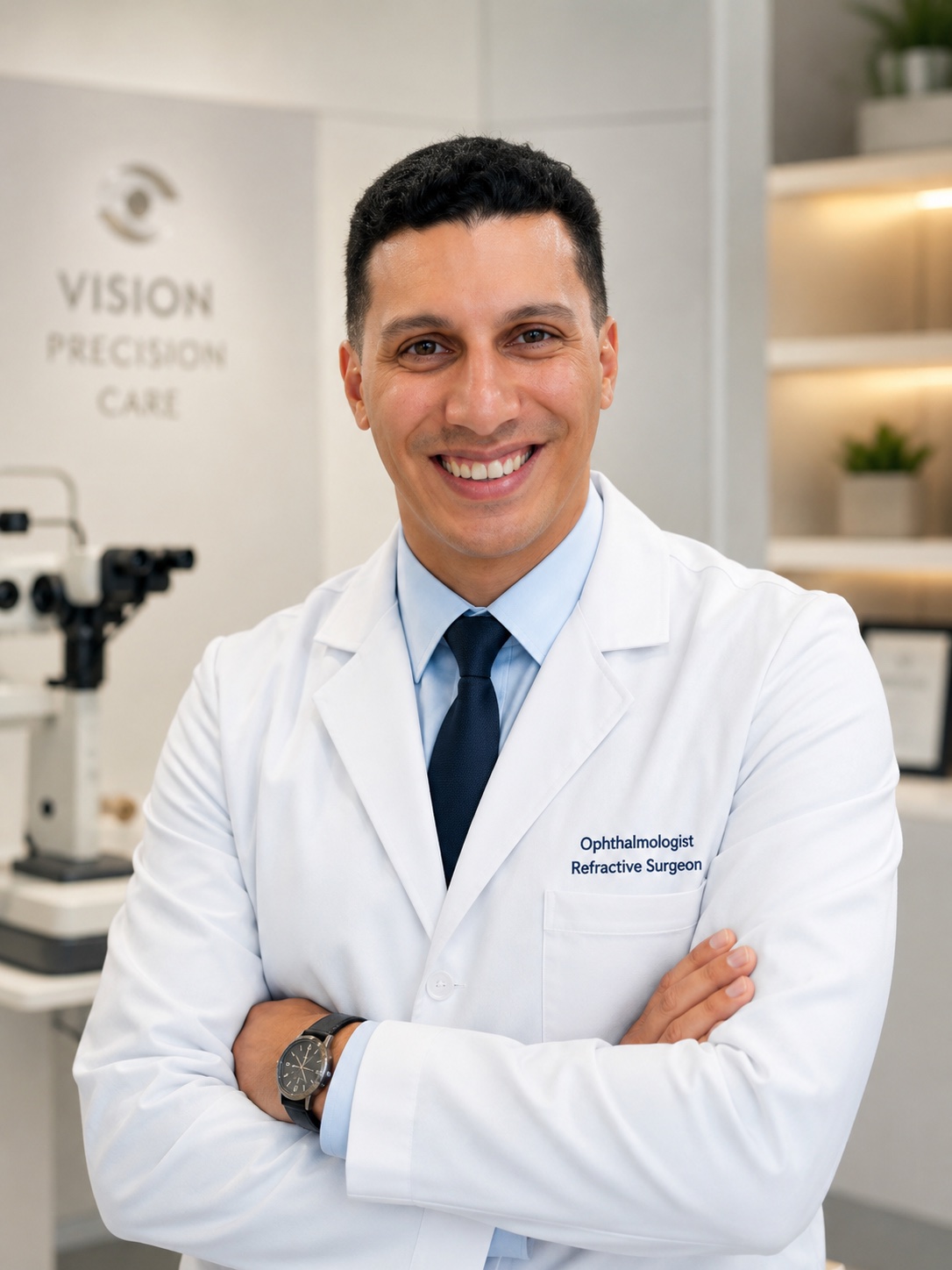 Dr. Mostafa Walyallah in a white coat